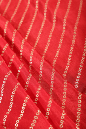 Red Modal Silk Saree with Zari Pinstripes