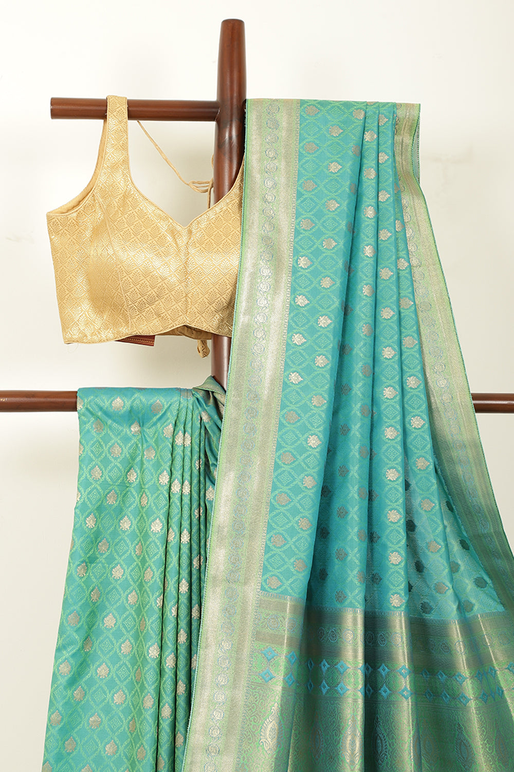 Parrot Green Soft Silk Zari and Resham Woven Saree
