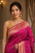 Wine Silk Woven Saree