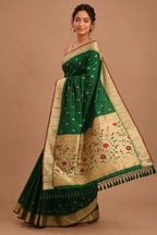 Green South Silk Paithani Work Saree