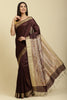 Wine Color Cotton Silk Madhubani Print Saree
