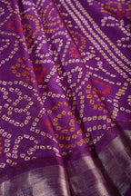 Purple Chiffon Bandhani Printed Saree