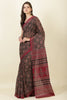 Black & Wine Cotton Bagru Printed Saree