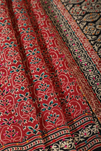 Maroon Silk Printed And Hand-Knot Work Saree