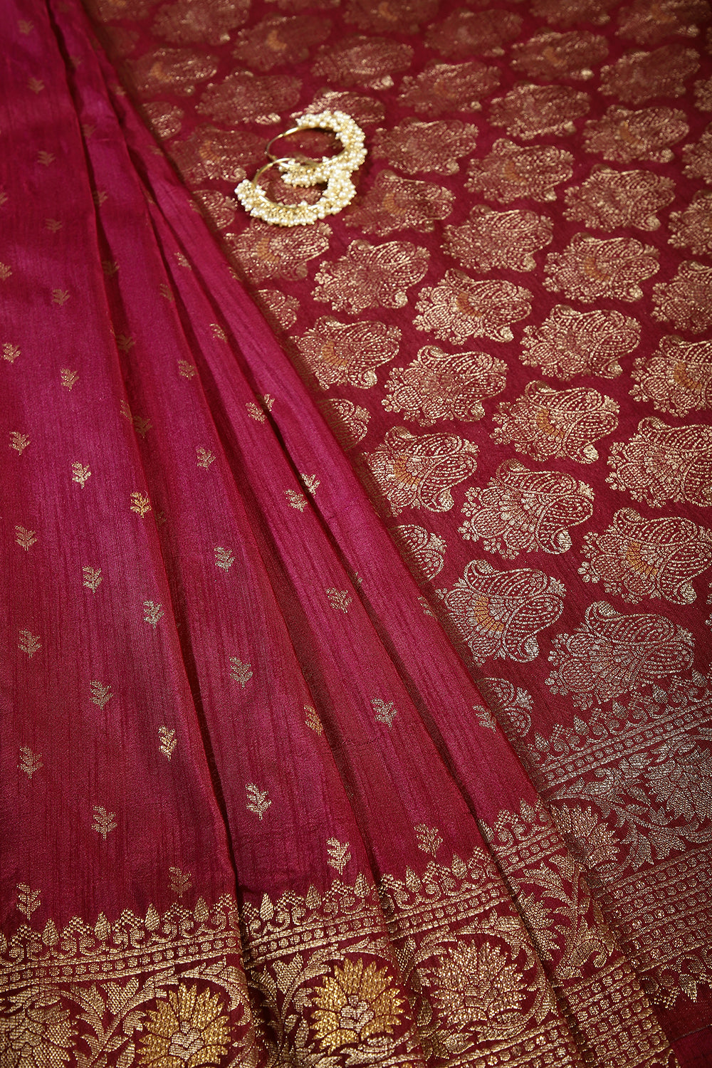 Burgundy Color Raw Silk Woven Saree