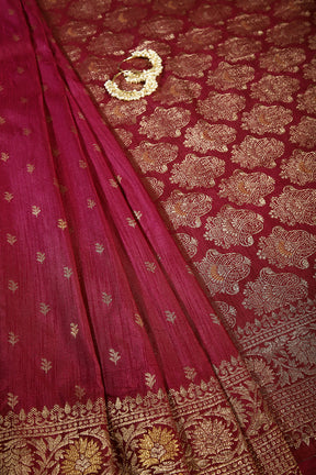 Burgundy Color Raw Silk Woven Saree