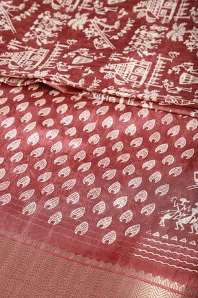 Mauve Color Cotton Silk Printed Saree