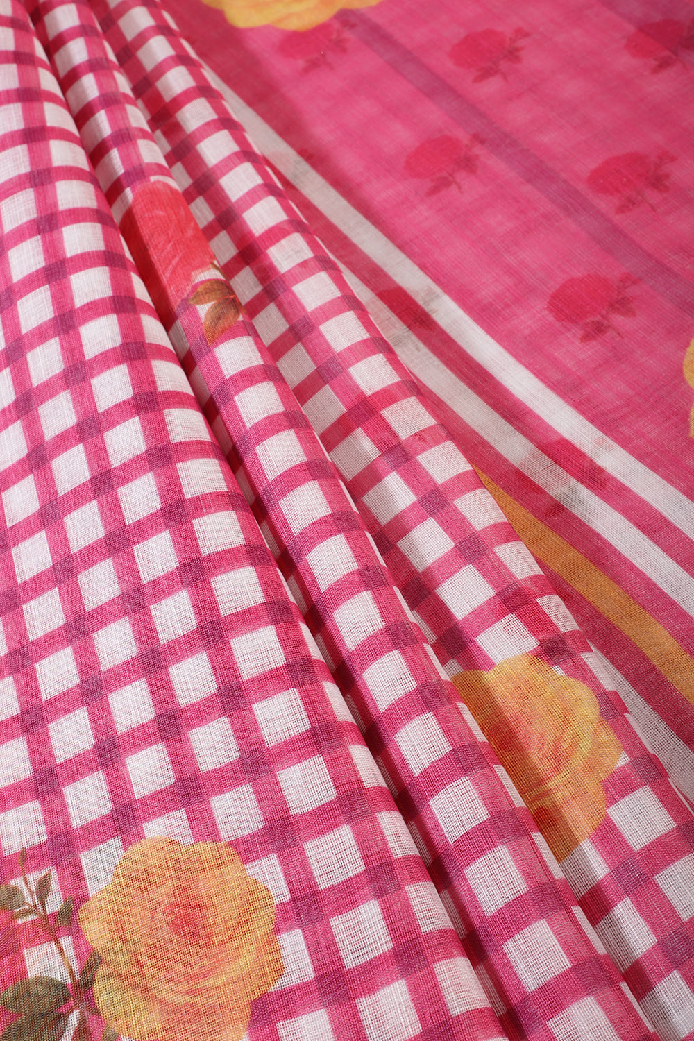 Magenta Cotton Printed Saree