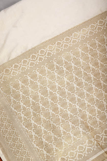 Cream Colour Silk Woven Saree