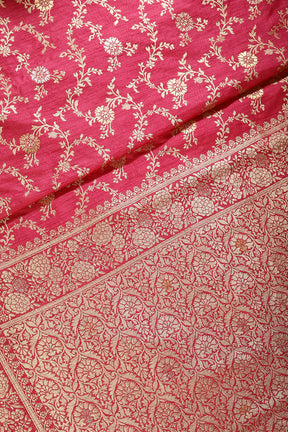 Cranberry Color Raw Silk Zari Woven Saree