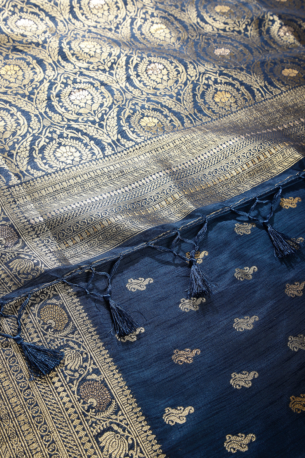 Royal Blue Color Mulberry Silk Woven Saree