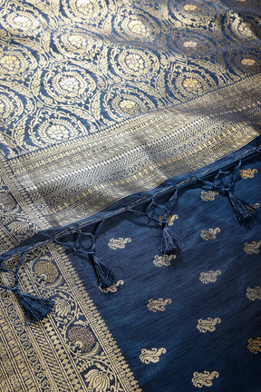 Royal Blue Color Mulberry Silk Woven Saree