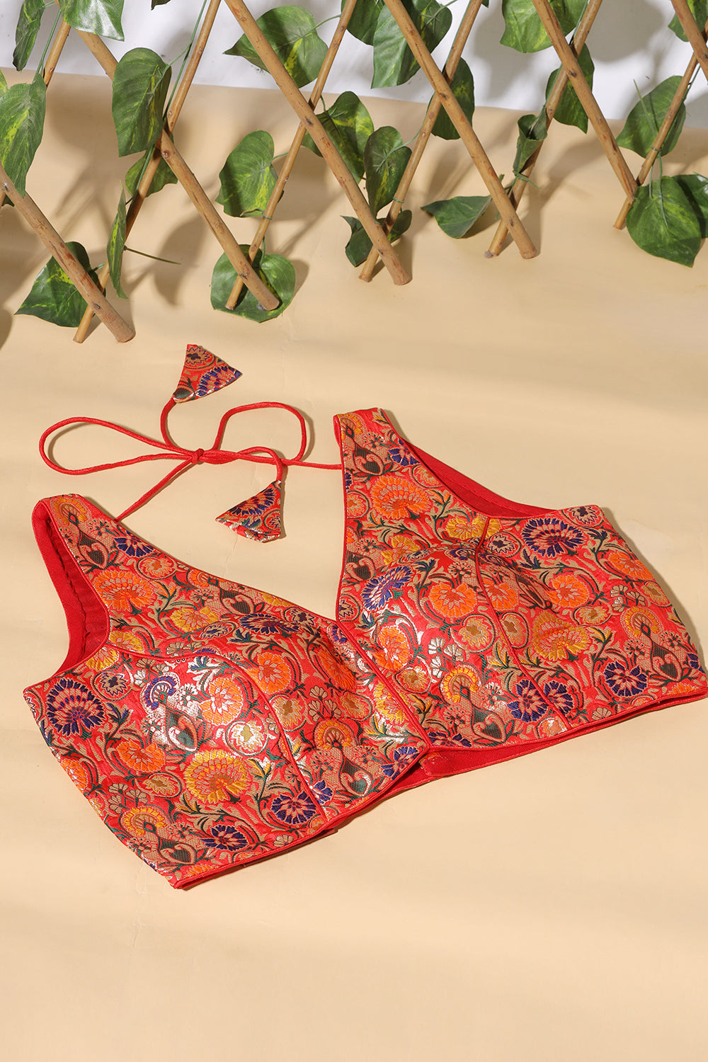 Red Georgette Resham And Sequins Embroidered Readymade Blouse