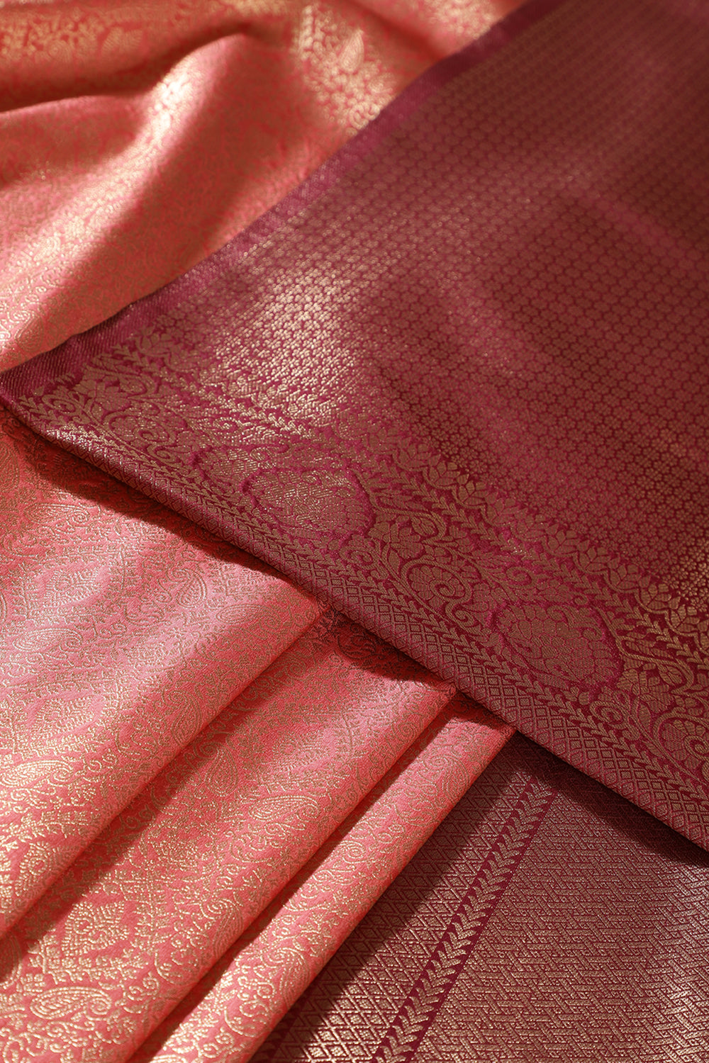 Gajari & Wine Dual Toned Soft Silk Zari Woven Saree