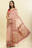 Pink Chanderi Cotton kashida Weaves Saree