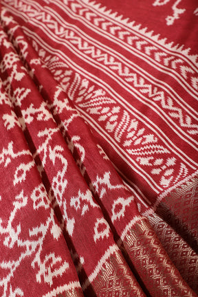 Marron Color Cotton Silk Printed Saree