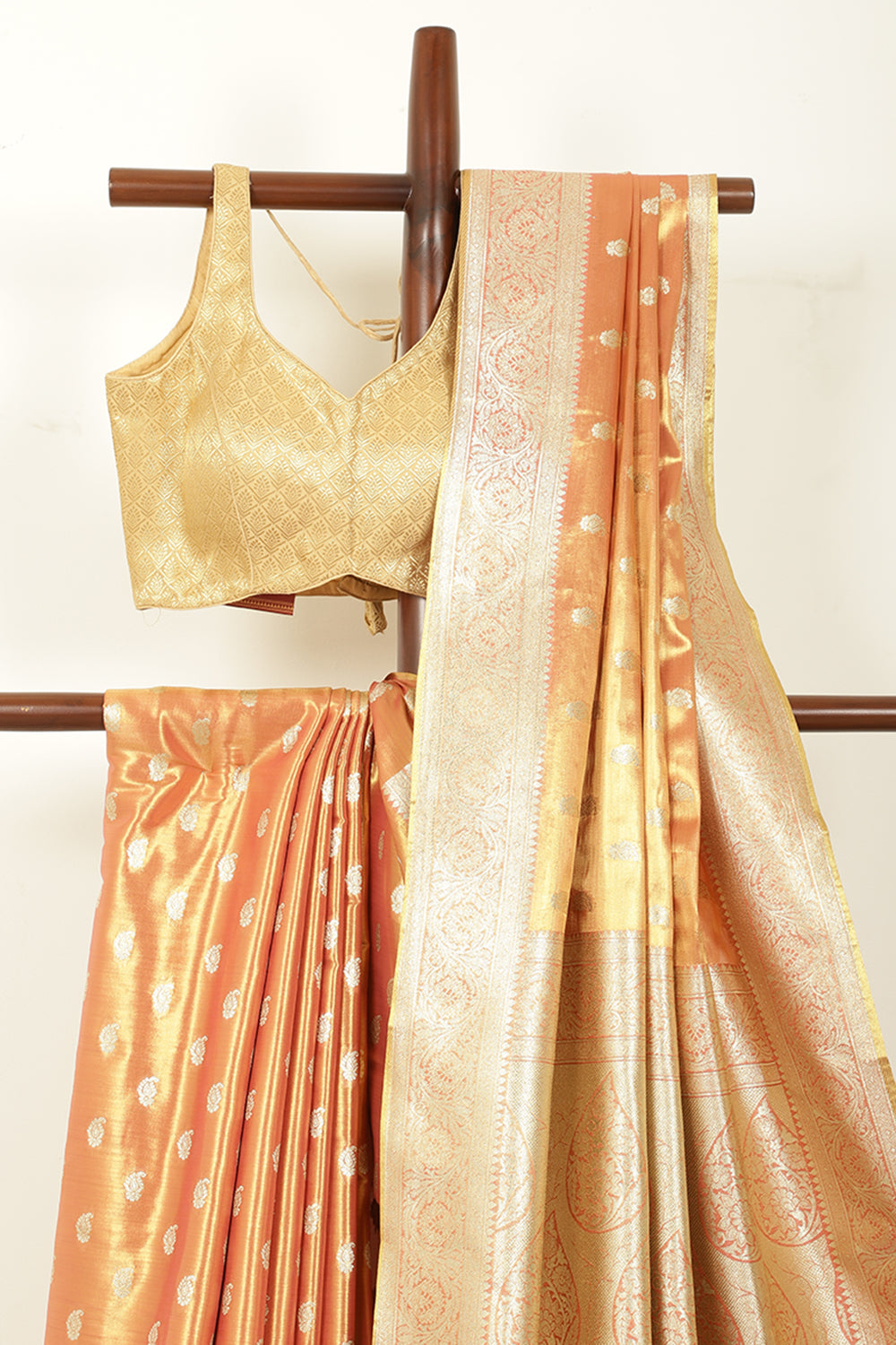 Rani & Gold Dual Toned Silk Woven Saree