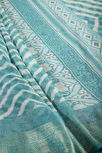 Firozi Color Chiffon Leheriya Printed Saree