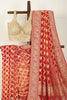 Red Pure Khaddi Georgette Banarasi Saree with Zardozi & Cutdana Handwork
