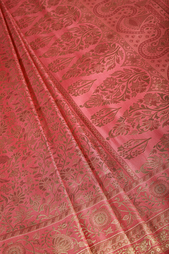 Dark Coral Colour South Silk Heavy Woven Saree