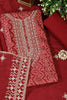 Maroon Cotton Bandhani Printed & Neck Embroidered Unstitched Suit