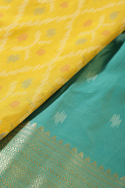 Lemon Yellow Soft Silk Resham & Zari Woven Saree