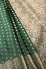 Bottle Green Zari Banarasi Woven Silk Saree