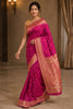 Wine Silk Woven Saree