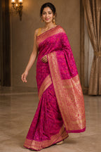Wine Silk Woven Saree