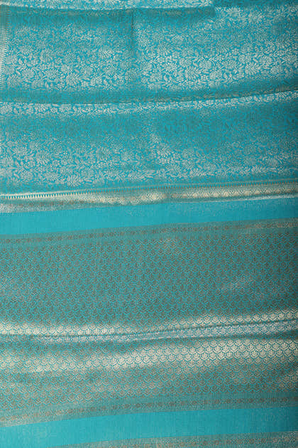 Teal Floral Zaal Zari Woven Crepe Silk Saree