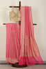 Pink Pure Khaddi Georgette Banarasi Saree with Paisley Small Butti & Zardozi Handwork