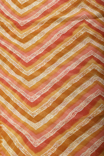 Mustard Chiffon Lehariya Printed Saree