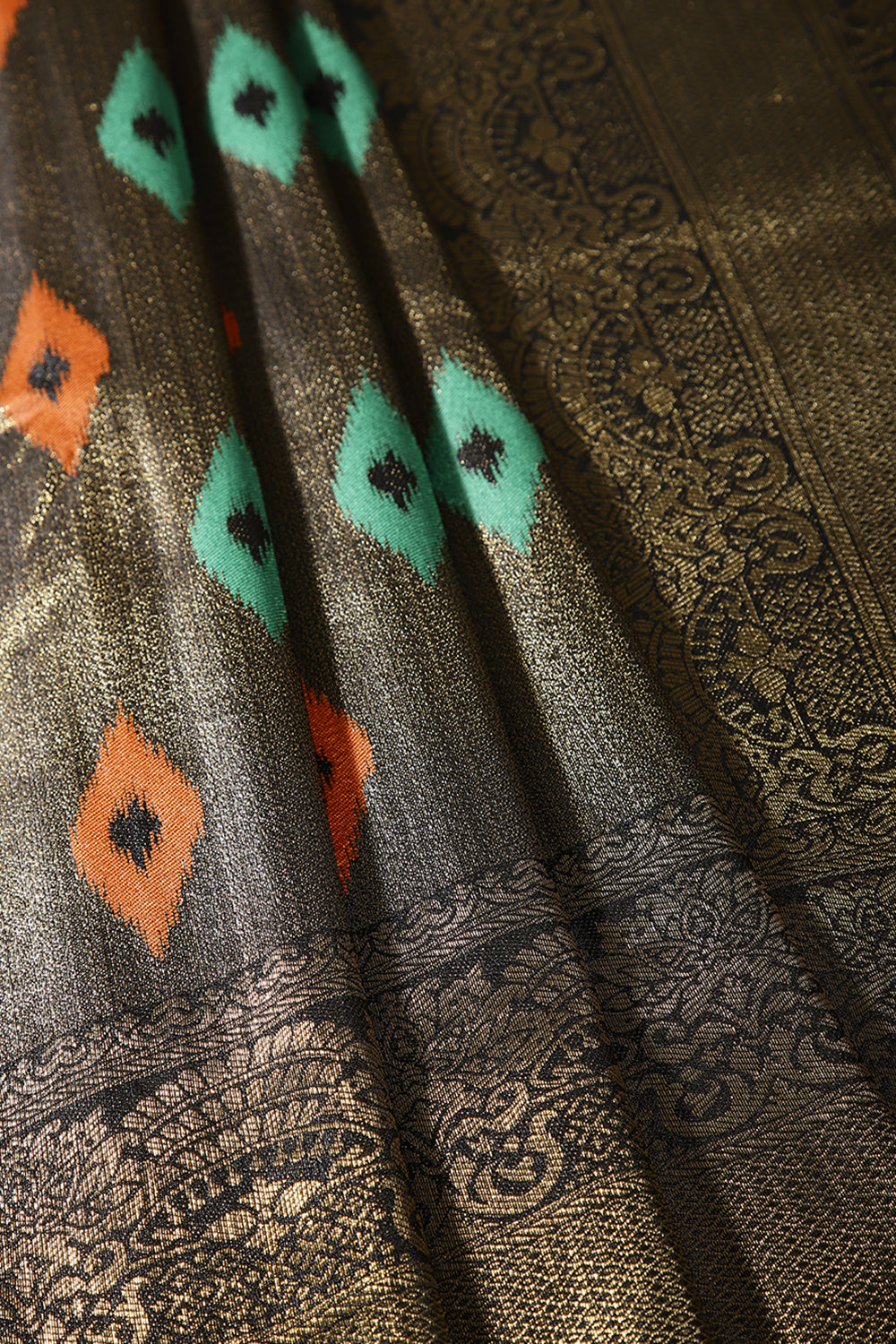 Black Color Silk Resham and Zari Woven Saree