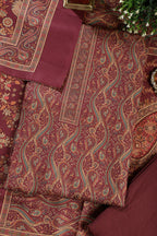Wine Color Pashmina Digital Printed Unstitched Suit Material
