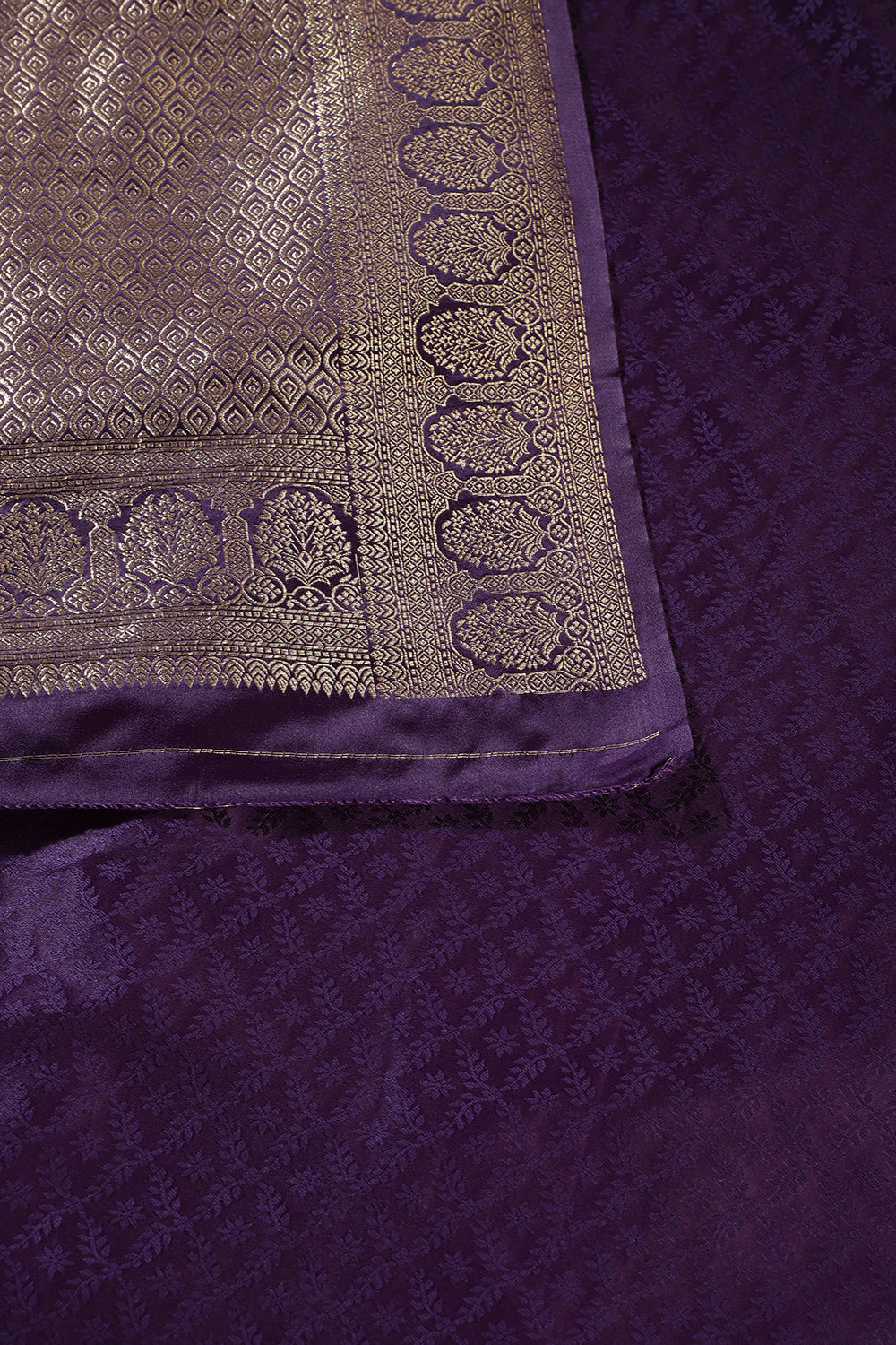 Dark Purple Zari Woven Satin Silk Saree