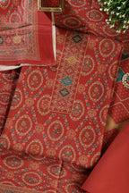 Rust Pashmina Digital Printed Unstitched Suit Material