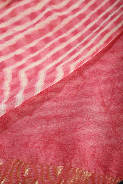 Pink Color Chiffon Leheriya Printed Saree