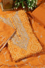Mustard Cotton Bandhani Printed And Neck Embroidered Unstitched Suit