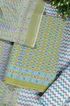 Green Malmal Cotton Printed Unstitched Suit Material