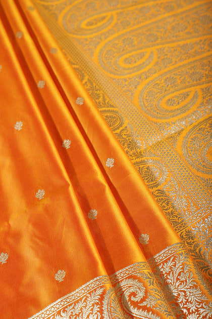 Mustard Banarsi Silk Zari Woven Saree