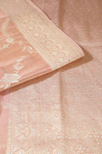 Baby Peach Banarasi Woven Silk Saree