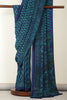 Navy & Teal Floral Printed Crepe Saree
