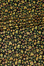 Black Color Chiffon Floral Zari Border Printed Saree