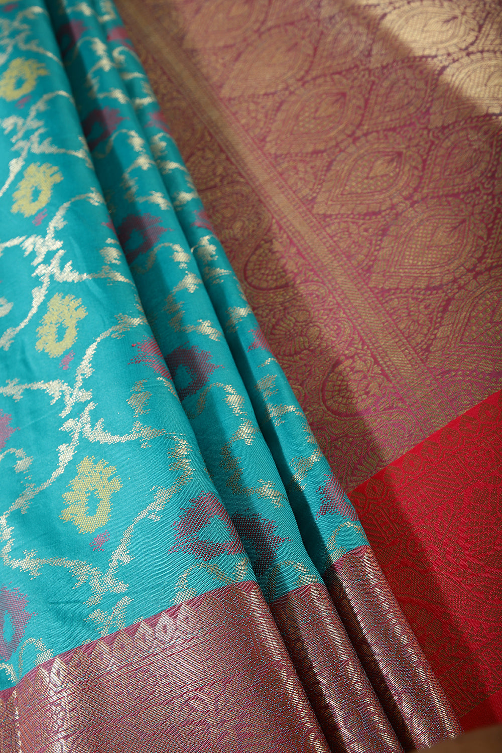 Teal Green Color Cotton Silk Woven Saree