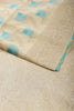 Beige & Turquoise Color Chanderi Cotton Zari Woven Saree