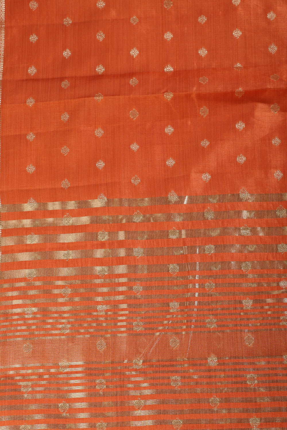Orange Cotton Silk Zari Woven Saree