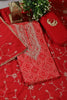 Red Cotton Bandhani Printed And Neck Embroidered Unstitched Suit