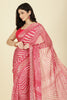 Coral Color Chiffon Leheriya Printed Saree