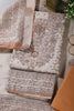 Beige & Brown Floral Printed Unstitched Suit Fabric