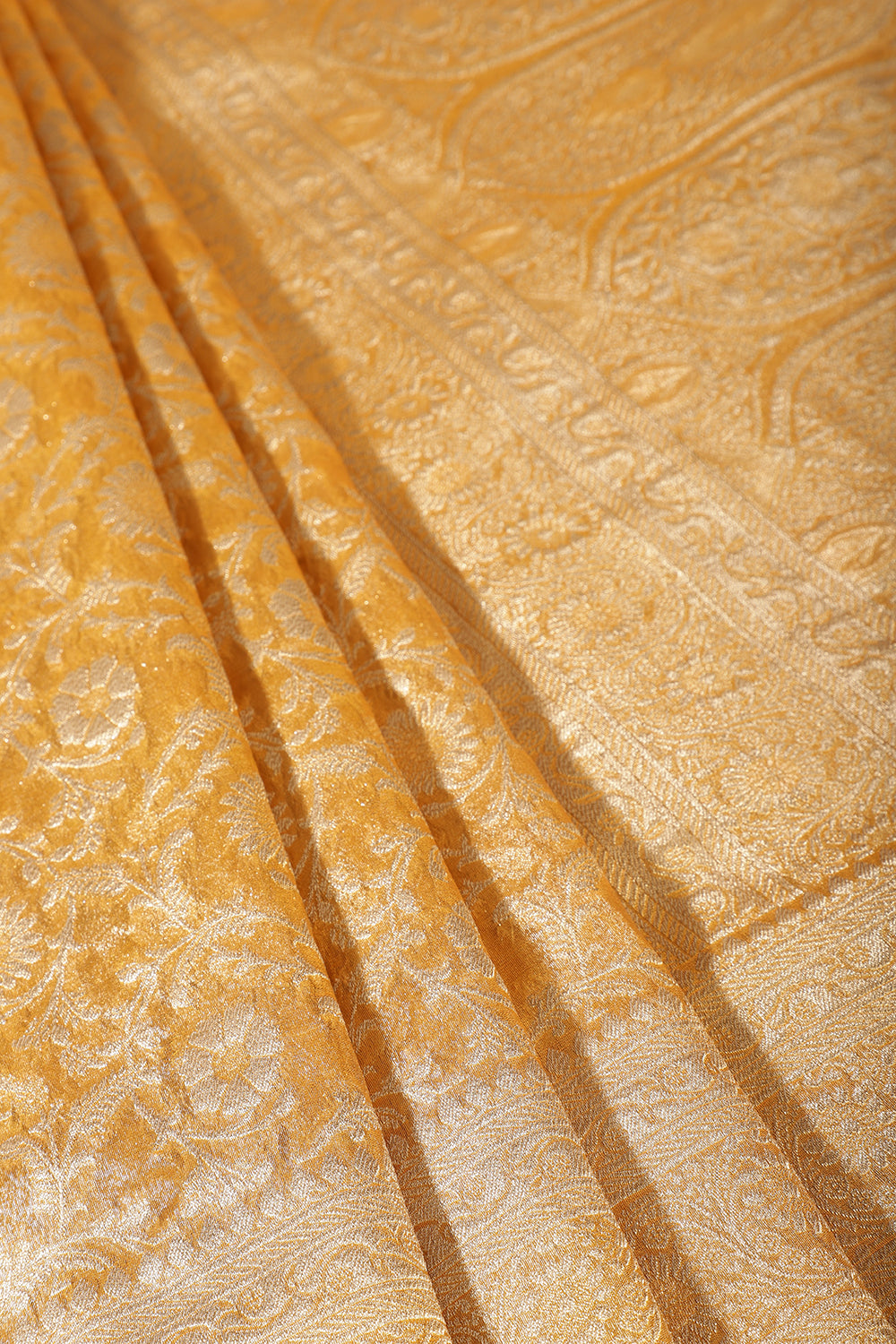 Mustard Tissue Silk Banarasi Woven Saree